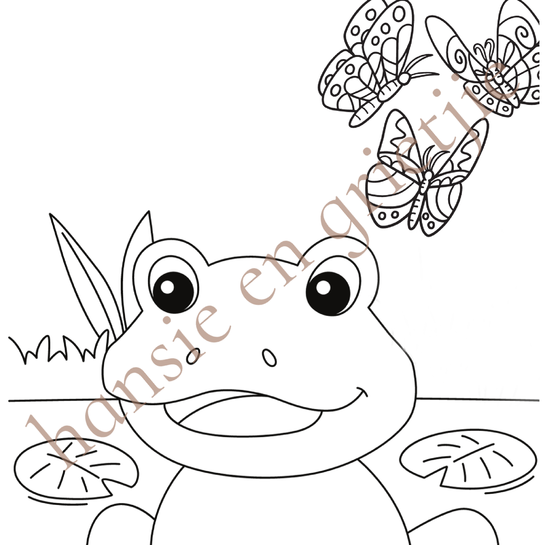 Hansie en Grietjie 'Africa's Threatened Colouring Book for Kids' featuring a frog design, promoting conservation awareness in Africa.