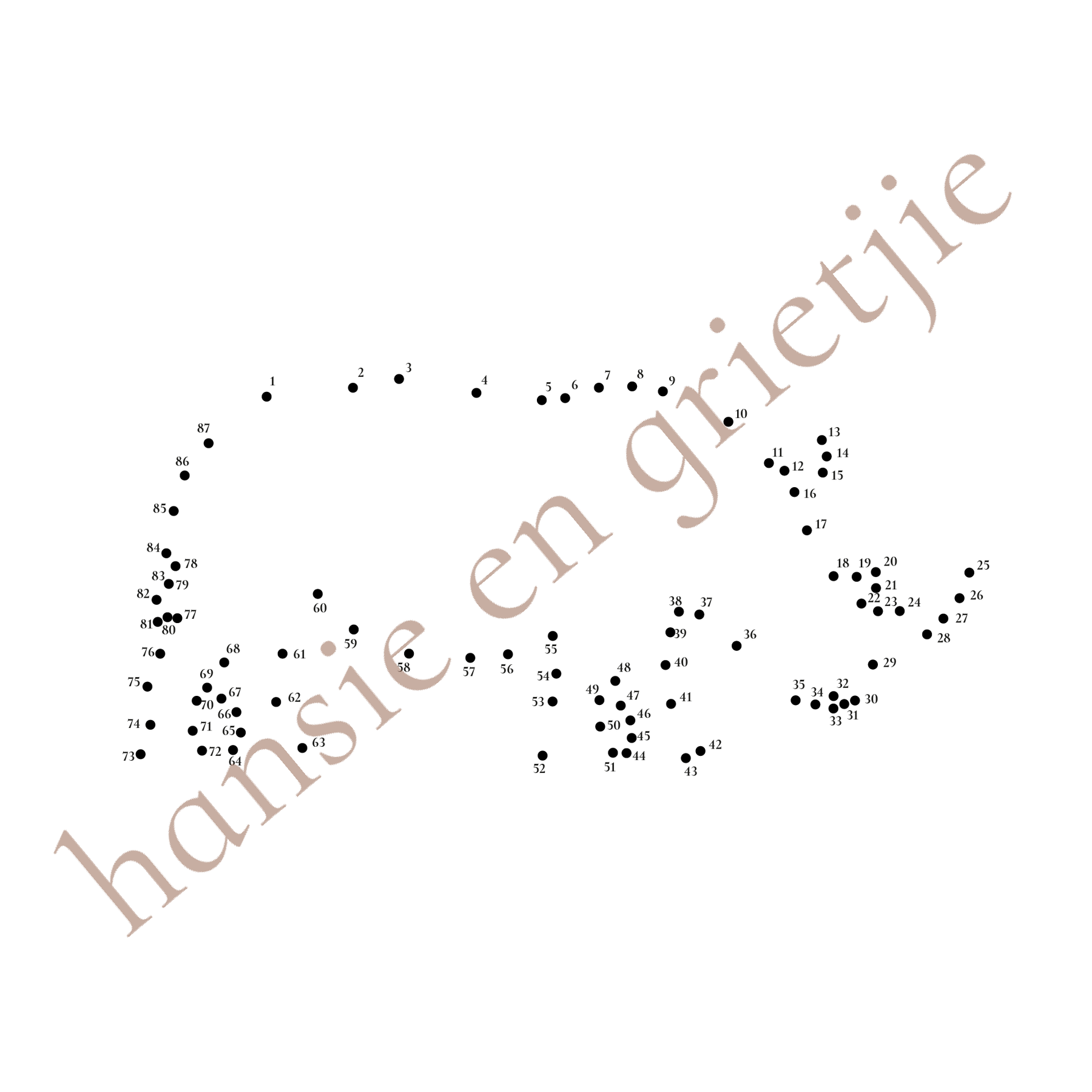 Hansie en Grietjie 'Africa's Threatened Species Connect the Dots for Kids' featuring a rhino design, promoting conservation awareness in Africa.