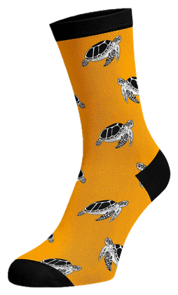 Hansie en Grietjie yellow sock with sea turtle print